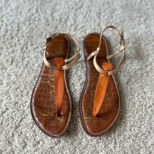 Sam Edelman Orange and Cream Buckle Sandals
